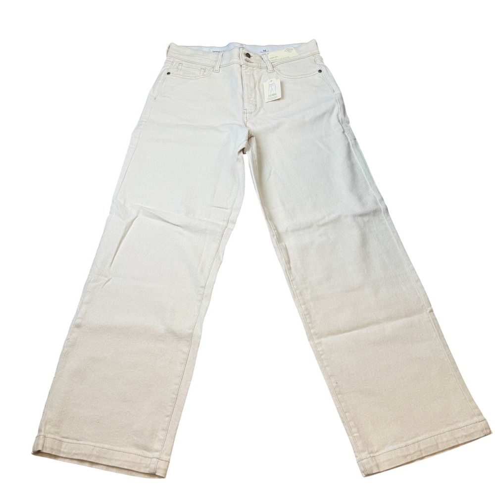 MSRP $48 St. John's Bay Womens 12 Natural Wide Leg High Rise Pants